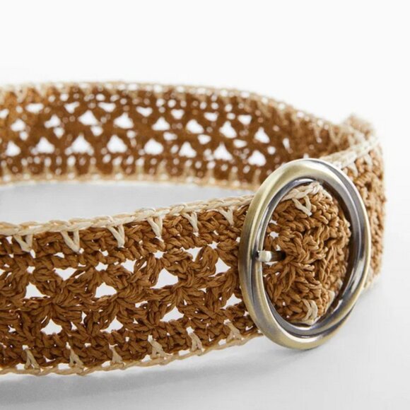 Mango Marta Braided Raffia Belt